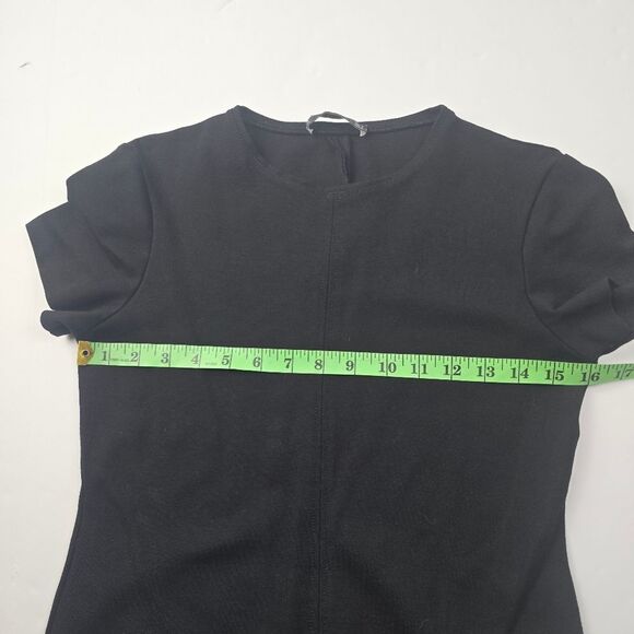 Mango -702 Black Ponte Sheath Dress Crew-neck Short Sleeve Women's‎ Small - Picture 5 of 9